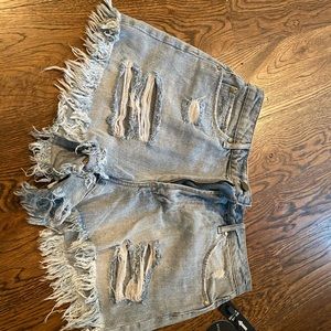 Articles of Society distressed Jean Shorts